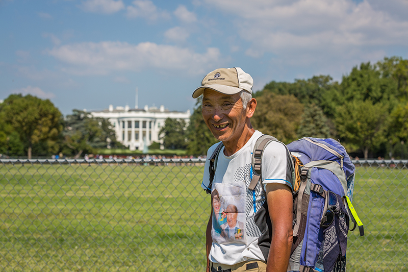 Matsuo Machida Completes Walk across America 2 Mr. Machida Peace Walk DC, White house Holy Ground